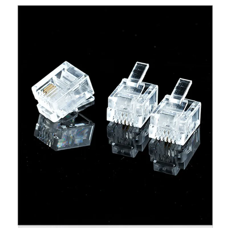 100 шт./лот RJ11 6P2C Модульный сетевой Кабельный разъем Clear 2P | Обустройство дома