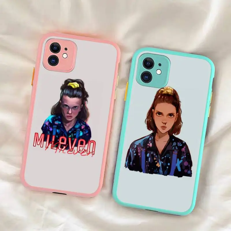 

FHNBLJ Stranger Things Phone Case for iPhone X XR XS 7 8 Plus 11 12 13 pro MAX 13mini Translucent Matte Shockproof Case