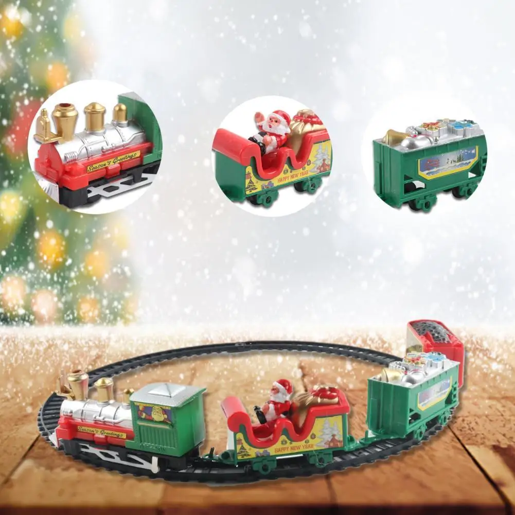 

Christmas Train Set Matte Texture Spliceable Electronic Toys Electric Round Oval Gauge Train Set for Kids