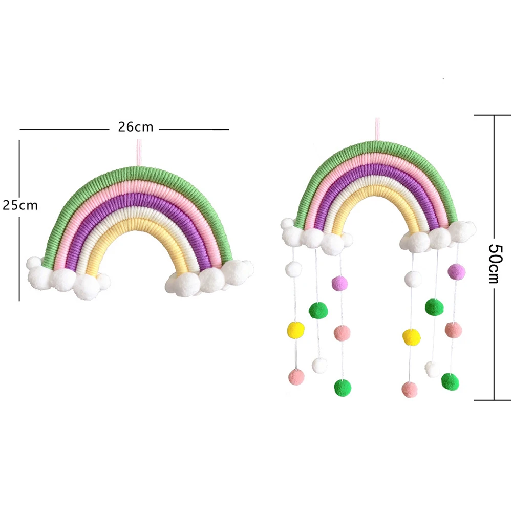 

Kawaii Baby Room Decor Handmade Rainbow Wall Hanging Decor Kids Children Bedroom Decoration With Felt Balls Household Ornaments