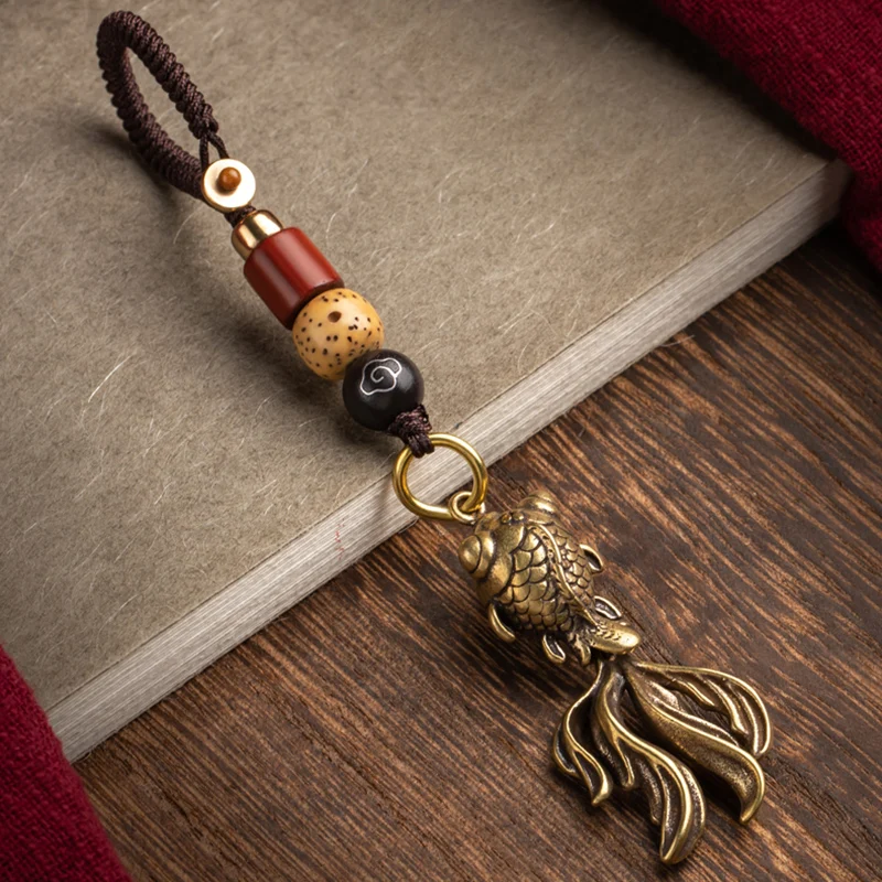 Латунный брелок с золотой рыбкой для автомобиля подвеска ювелирные изделия