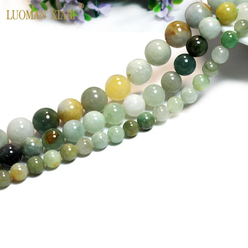 Fine AAA 100% Natural Jadeite Gemstone Round Stone Beads Green Jade For Jewelry Making DIY Bracelet Necklace 6/8/10mm | Украшения и