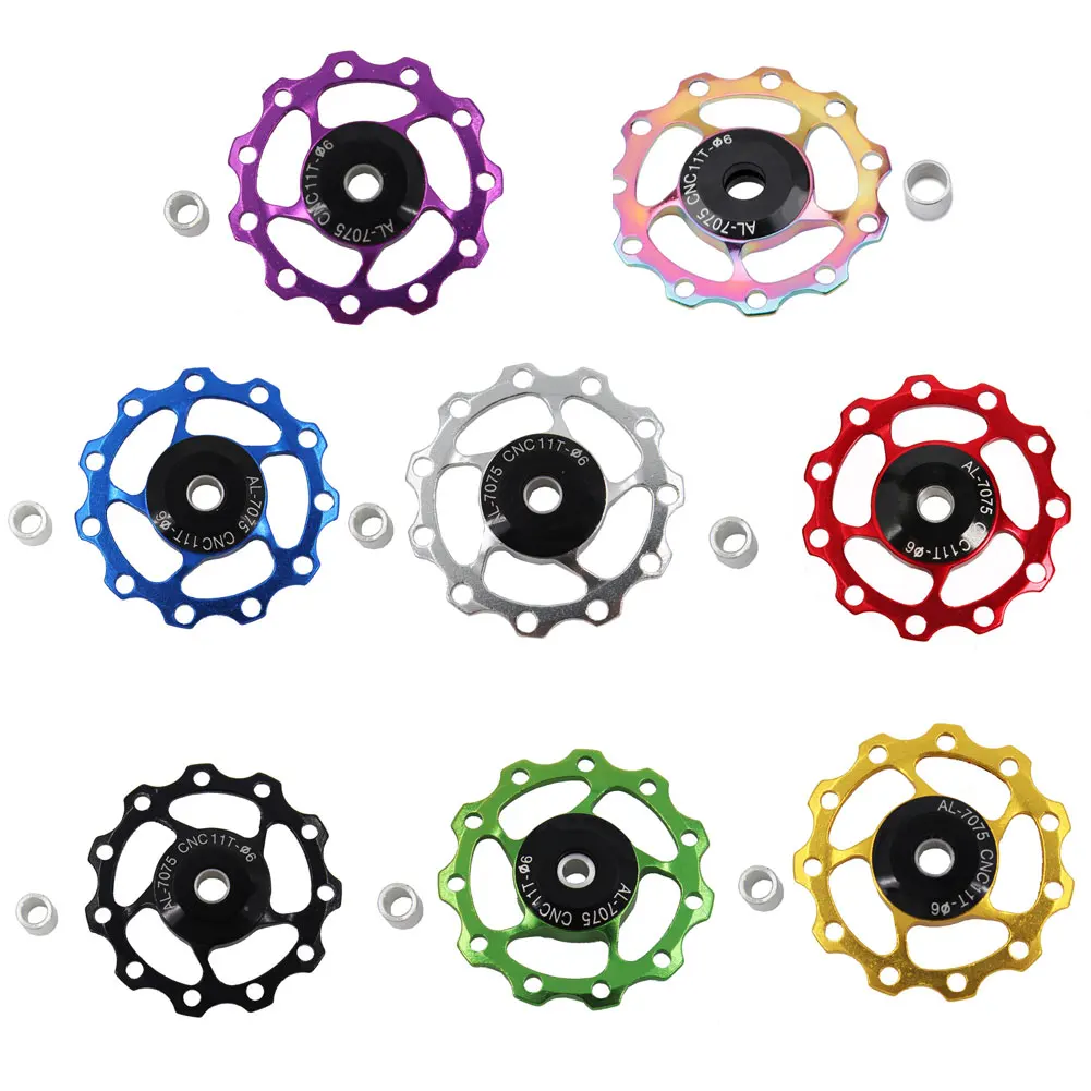 

MTB Mountain Bike 11T Aluminum Alloy Bicycle Steel Bearing Jockey Wheel Rear Derailleur Pulley Guide Pulleys for 7/8/9/10 Speed