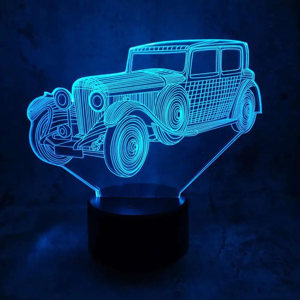 

Классический античный автомобиль 3D светодиодный светильник USB ночник сенсорная настольная лампа для мальчиков автомобильные вентиляторы ...