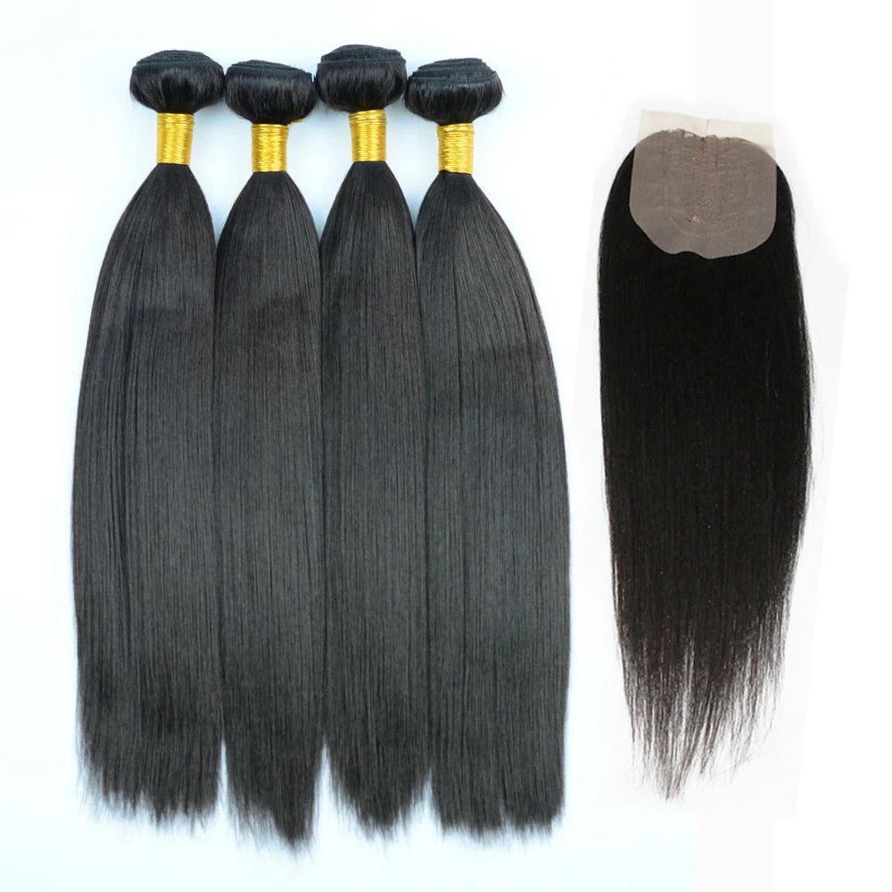 Endireitar a Trama Dobro da Cor do Piano do Cabelo da Fibra Resistente ao Calor Yaki em Linha o Cabelo Sintético Macio Empacota Parte Pode Tecer Reta 100g Uma 12 Cheap Tecer sintético