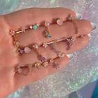 Серьги-подвески для пирсинга женские, милые украшения из 18-каратного золота на хрящевой основе в стиле Ins, мультяшный медведь коала, цветок, хороший подарок, 1 пара