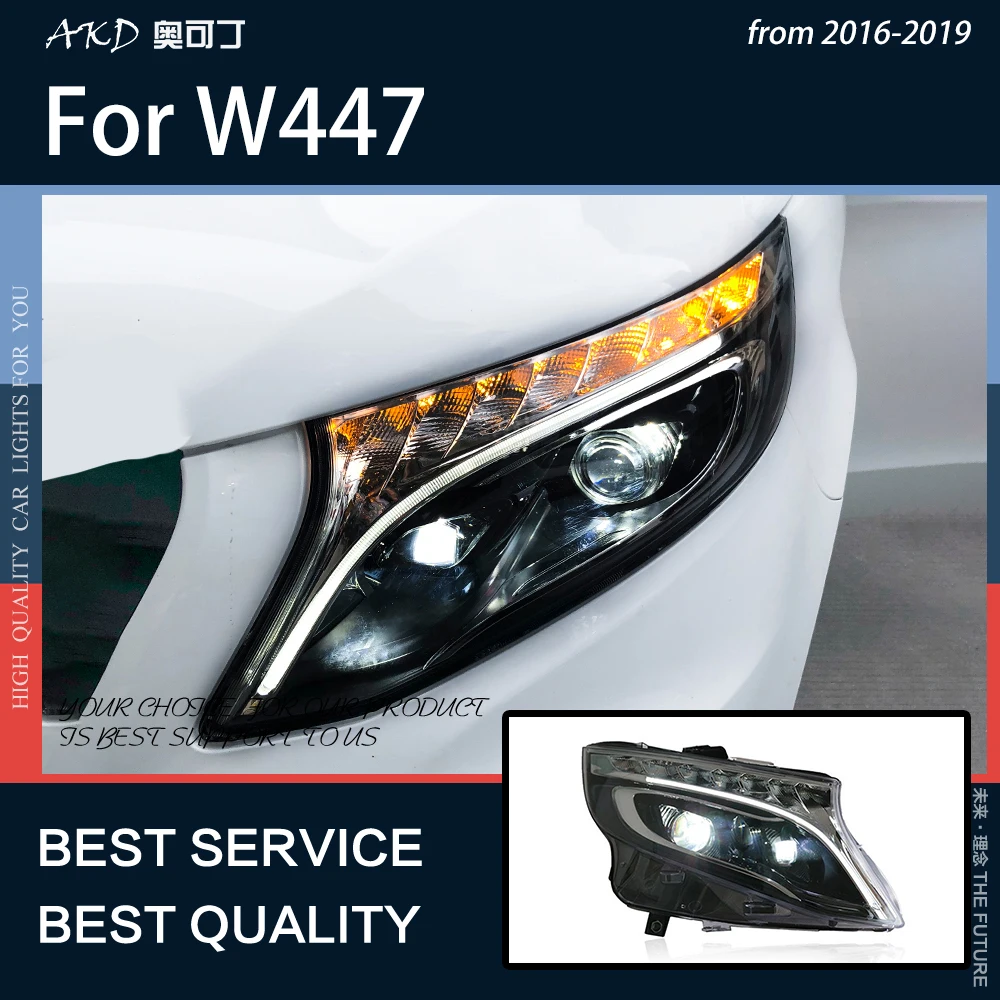

AKD автомобильный Стайлинг для Benz Vito W447 2015-2019, светодиодный светильник фары, лампы DRL, дальний свет, ближний свет, Hid, биксеноновые автомобильны...