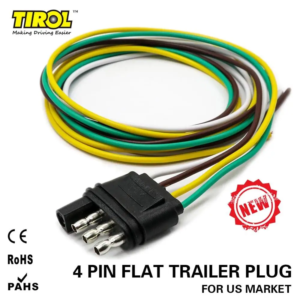 TIROL T24509P3 4 сторонний Удлинительный штекер для плоского прицепа с длиной кабеля 36