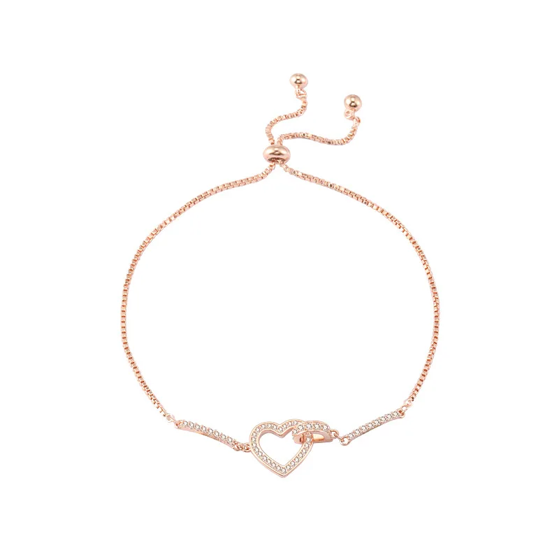 

Fashion Gold Plated Delicate Heart-shaped Bracelet Sweet Love Promise Girl Jewelry Girl Bracelet Valentine's Day Gift