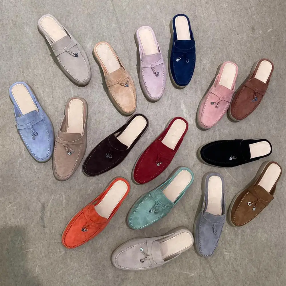 

Hot Sale Spring/Autumn Shoes Women Loafers Casual And Comfortable Metal Decoration Natural Cow Suede LoaFers Zapatos De Mujer