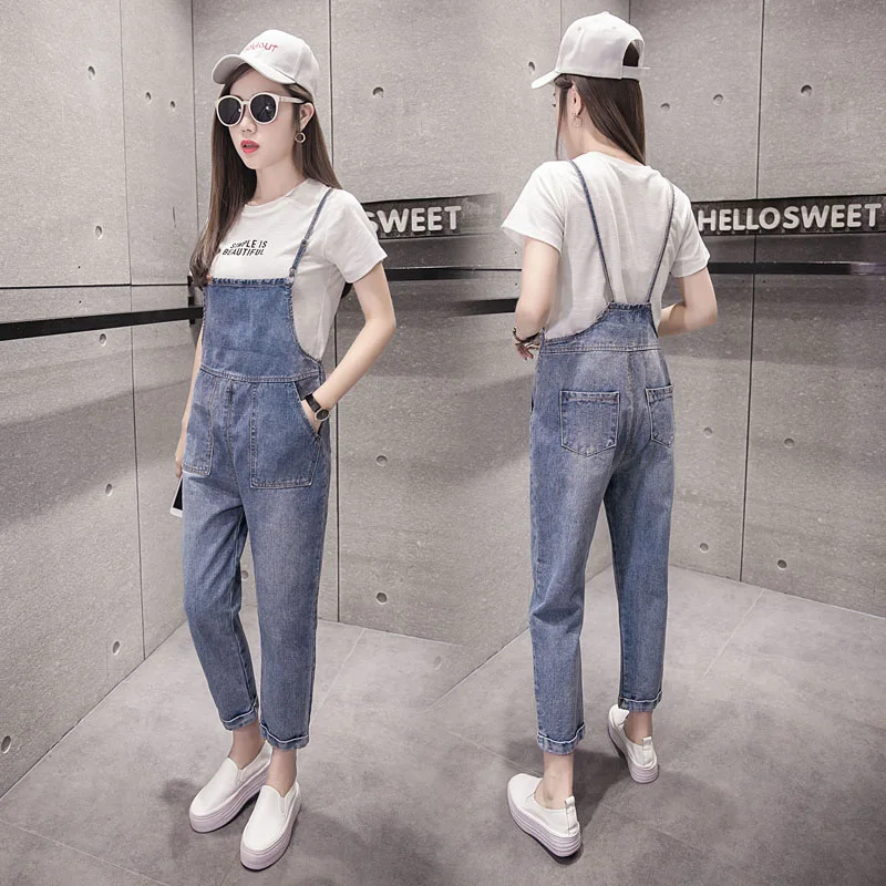 Комбинезоны женские шикарные классические джинсовые комбинезоны на бретельках