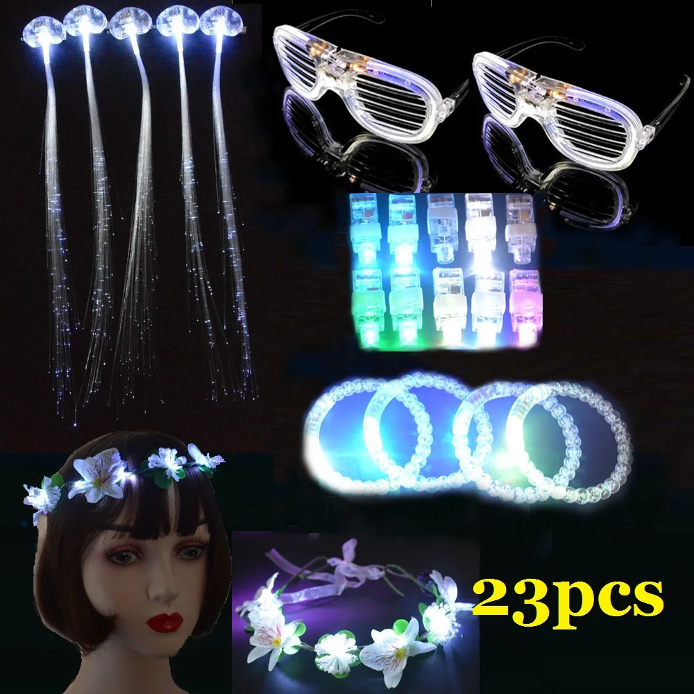 

Белый светящийся браслет для вечеринки, светодиодный инструмент для укладки волос, светильник ящаяся повязка на голову с цветами на палец д...