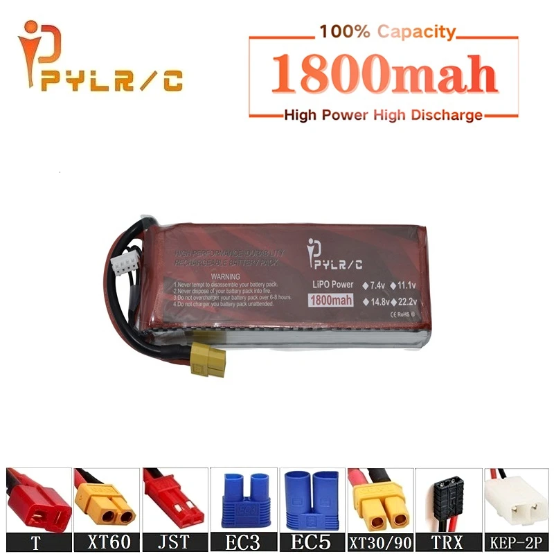 

High Rate 7.4v 1800mAh Lipo Battery For RC Helicopter Parts 2s Lithium battery 7.4v 35C RC Cars Airplanes Drones Battery T/XT60