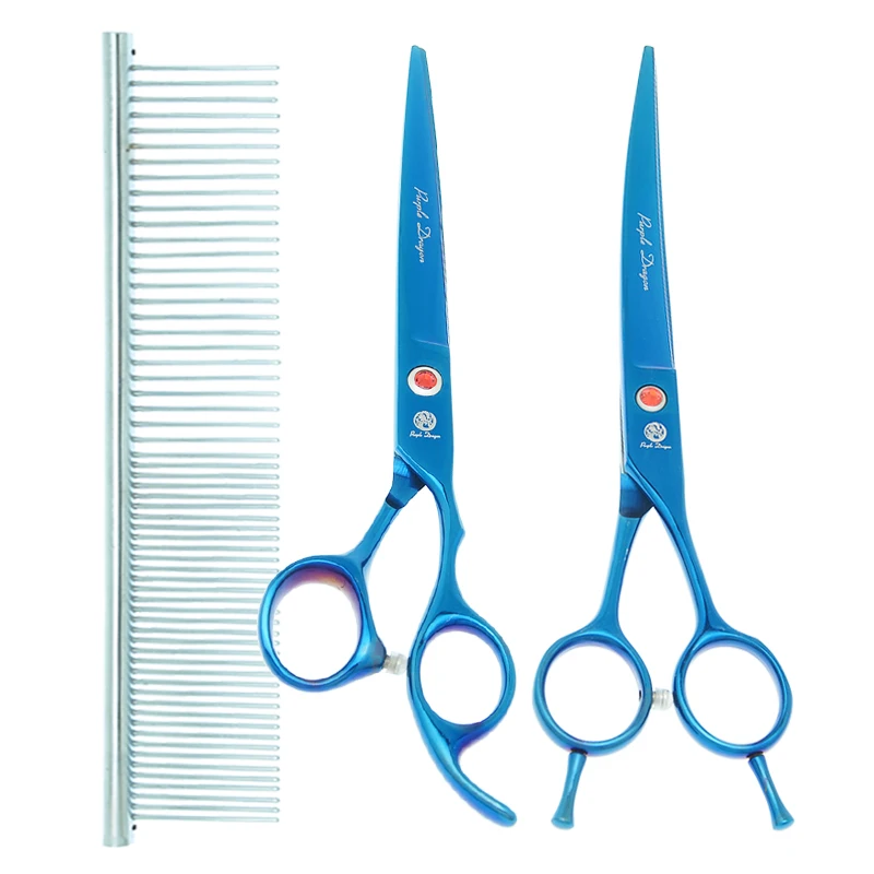 

Purple Dragon 7 inch Dog Trimming Scissors Professional Pet Curved Shears Cutting Thinning Tijeras Pet Grooming Clippers B0025B