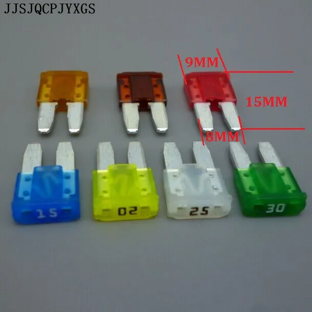 JJSJQCPJYXGS 100Pcs/Lot MINI Blade Fuse Assortment Auto Car Motorcycle for SUV 8MM FUSES 5A 7.5A 10A 15A 20A 25A 30A | Автомобили и