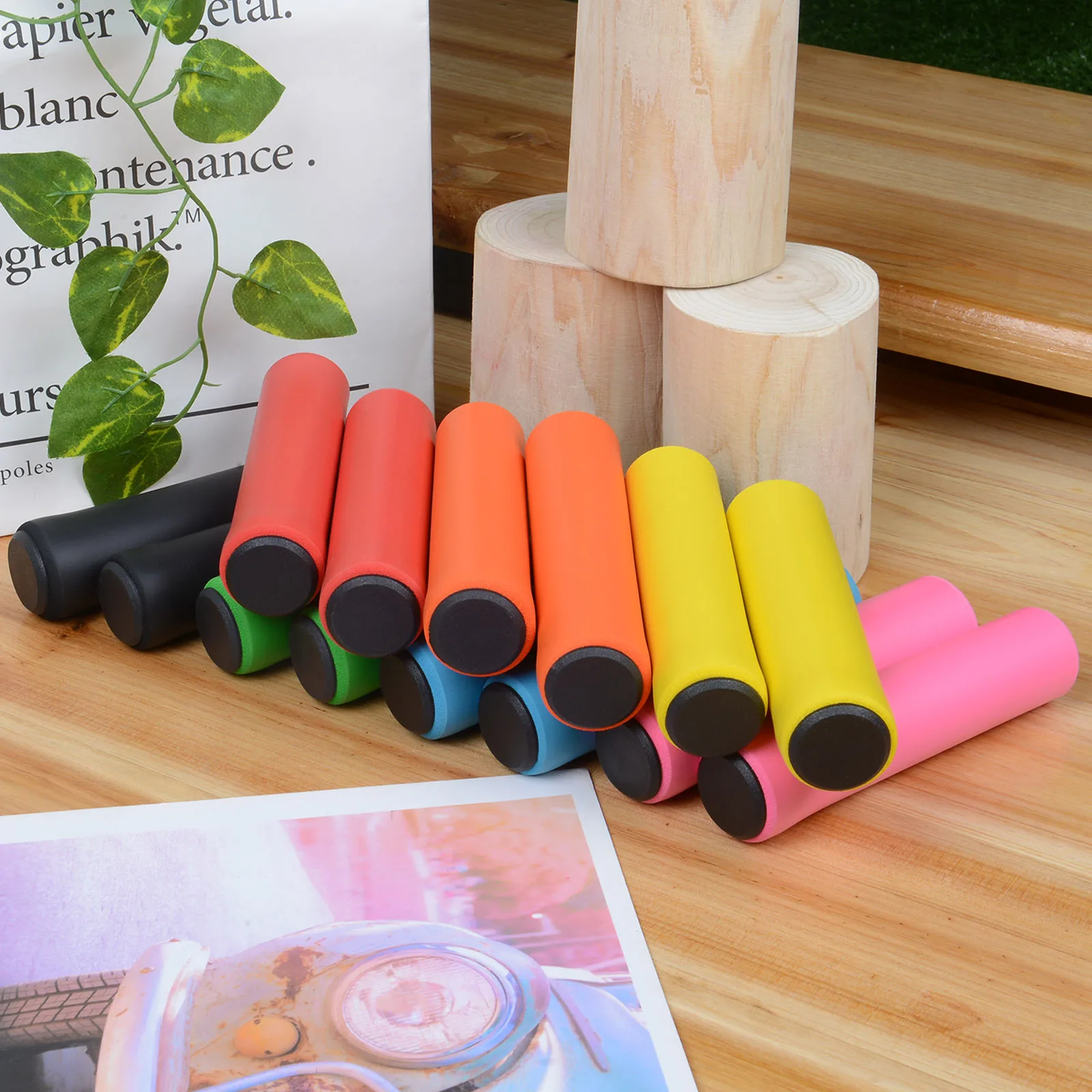 

Silicone collapse mountain bike bike hand holding ultra-light shock absorbing silicone handle set second sponge set