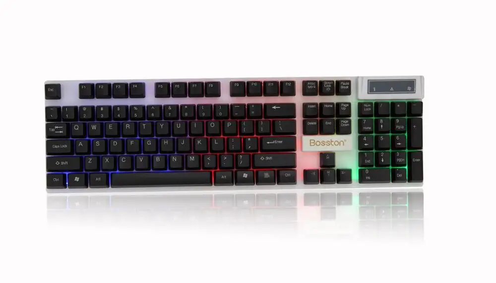 Bosston USB Проводная клавиатура, механические игровые клавиатуры, 104 английские клавиши, светодиодные брелки с подсветкой для ПК, ноутбука, рабочего стола - Цвет: Black
