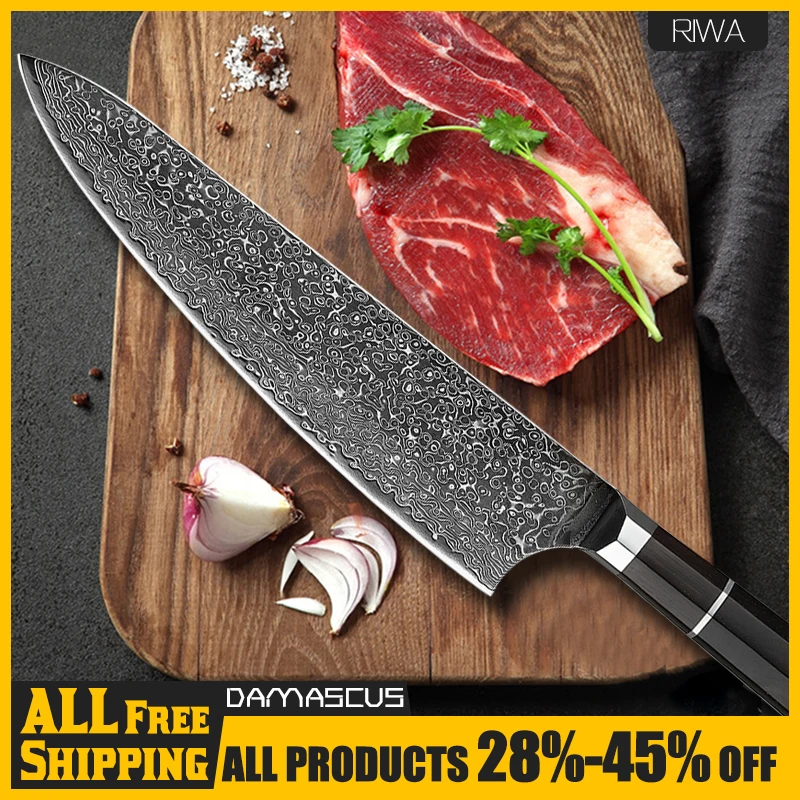 

Chef's Nakiri Knife 67 Layers Japanese Damascus Steel Stainless 9 Inch Professional Kitchen Tools Ebony-handle Sharp Cleaver