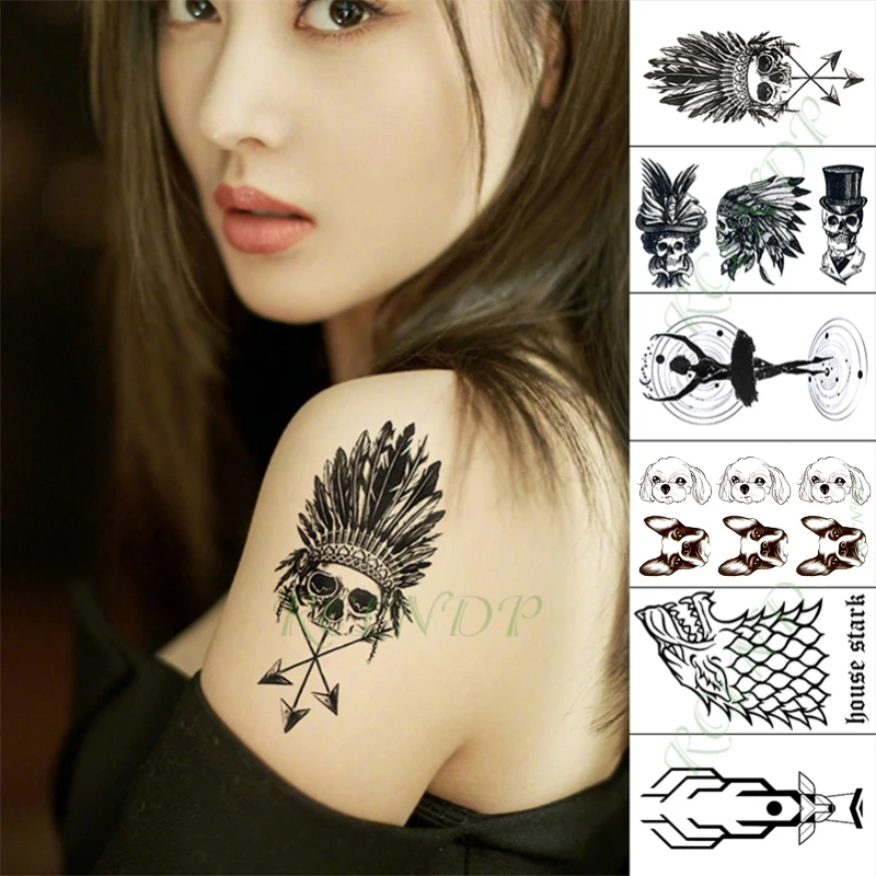 Waterproof Temporary Tattoo Sticker deer moon spider butterfly cross skull small tatoo fake tatto flash tattoos for men women | Красота и