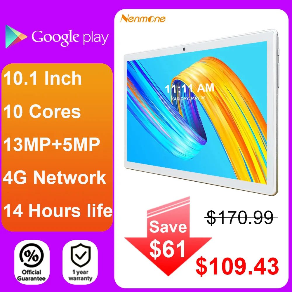 

Планшет глобальная версия, 10-дюймовый, 10-ядерный, 10,1 дюйма, Android, 13 МП, GPS, 4G