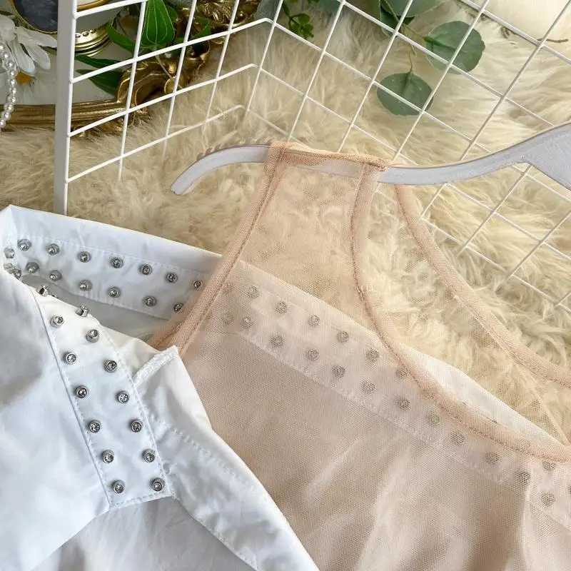 WHITNEY WANG блузки 2020 Весенняя мода уличная одежда сексуальная сетка пэчворк