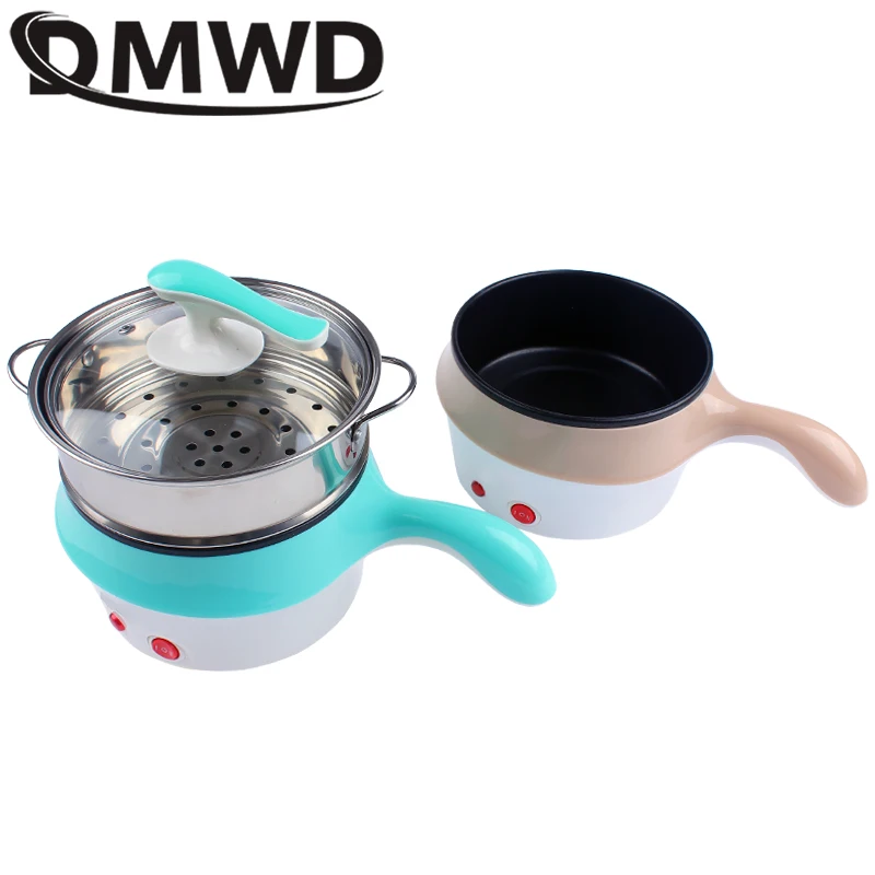

DMWD Multifunction Electric Double Layer Hotpot Mini Noodle Cooker Non-stick Skillet Eggs Soup Cooking Pot Rice Food Steamer Pan