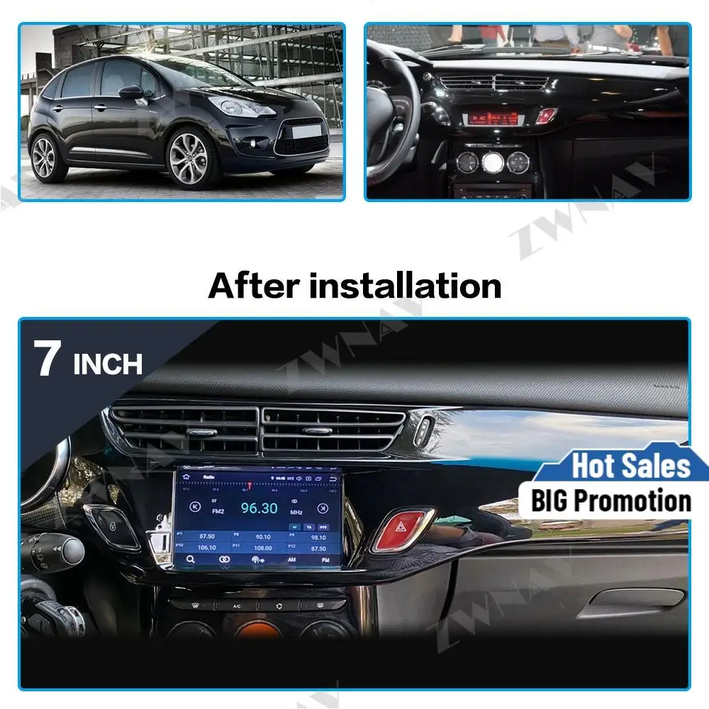DSP Carplay Android 10 Player Screen For Citroen C3 DS3 2011 2012 2013 2014 2015 2016 Auto Audio Radio Stereo GPS Navi Head Unit