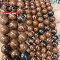 natural stone mahogany obsidian beads round loose beads for jewelry diy making bracelet accessories 15 strands 4 6 8 10 12 mm