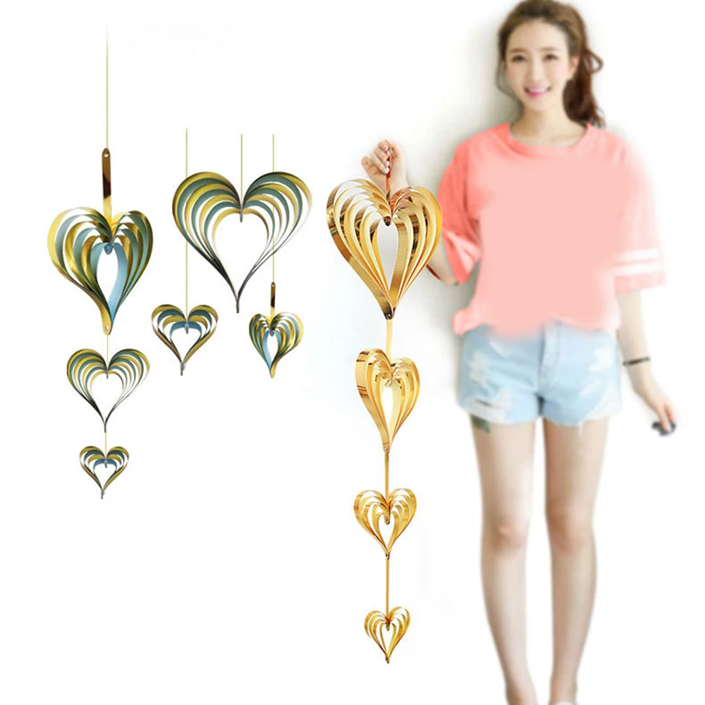 4 шт. мерцающие бумажные гирлянды в форме сердца для вечеринки свадьбы сделай сам