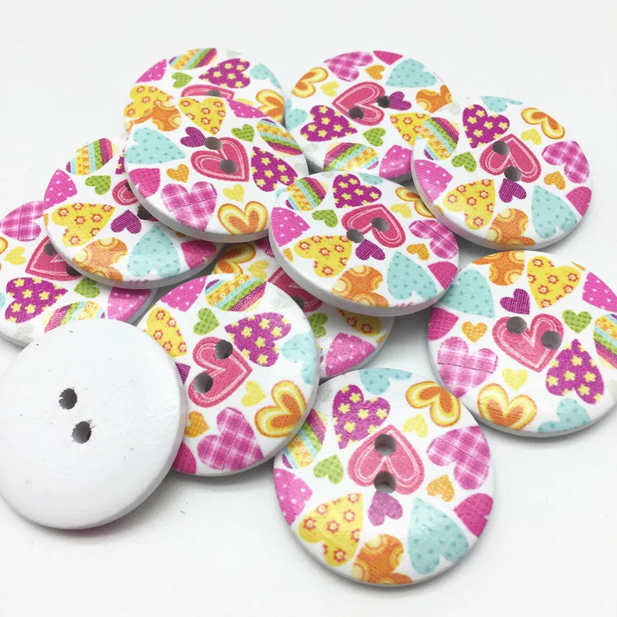 20 штук мм DIY деревянный 2 круглых отверстия сердца пуговицы Прошитые вручную