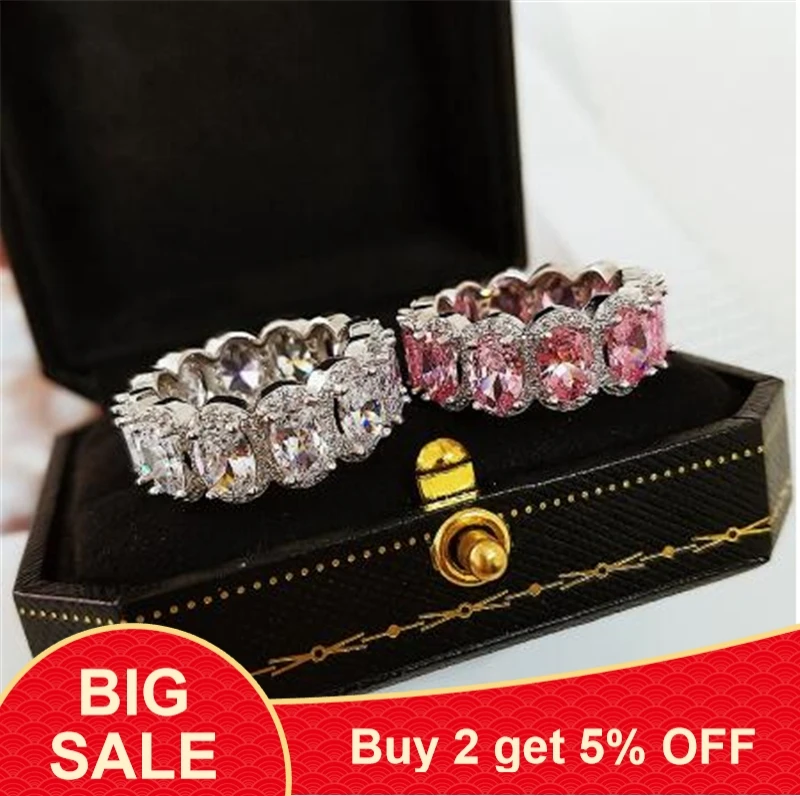 Роскошное кольцо из стерлингового серебра 925 пробы с цирконием в форме багета для