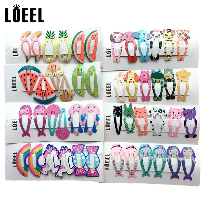 

18Pcs/Lot Hot Fashion Kids Hair Accessories Animals Flamingo Fruit Hairpins Cartoon Mermaid Unicorn Hair Clip Headdress for Girl