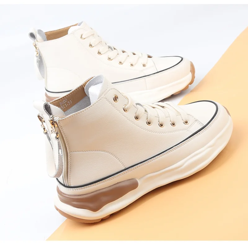 

Zipper Platform Shoes Chunky Sneakers Thick Sole High Top Boots Casual Ankle Boots shoe woman