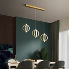 Современная светодиодная Подвесная лампа в скандинавском стиле, Минималистичная прикроватная длинная золотистая лампа для спальни, гостиной, домашнее освещение