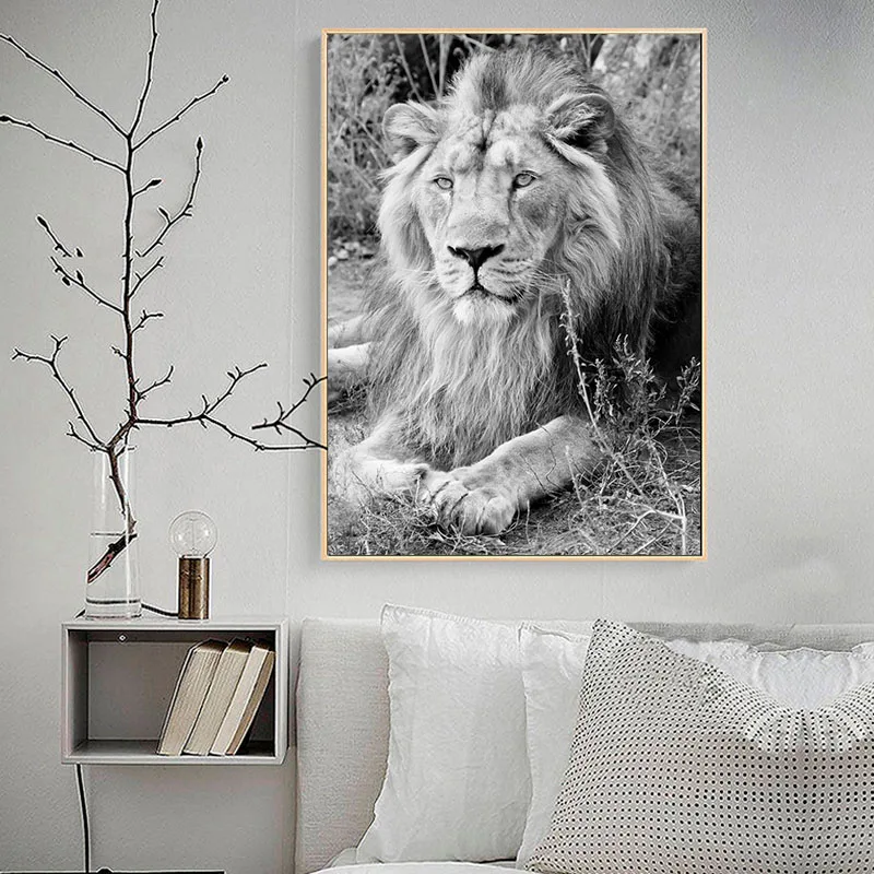 Картина Настенная в скандинавском стиле с изображением диких животных Льва