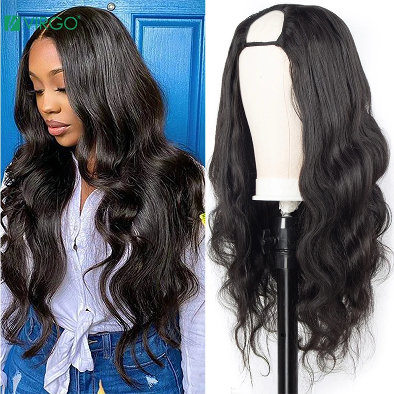 Дева Бесплатная доставка U образным вырезом парик человеческих волос парики 150%