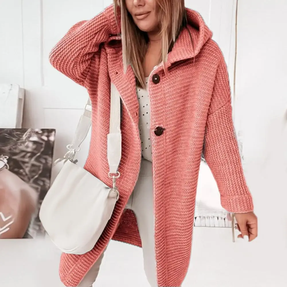 Свитер женский вязаный кардиган худи однотонный оверсайз с длинным рукавом на