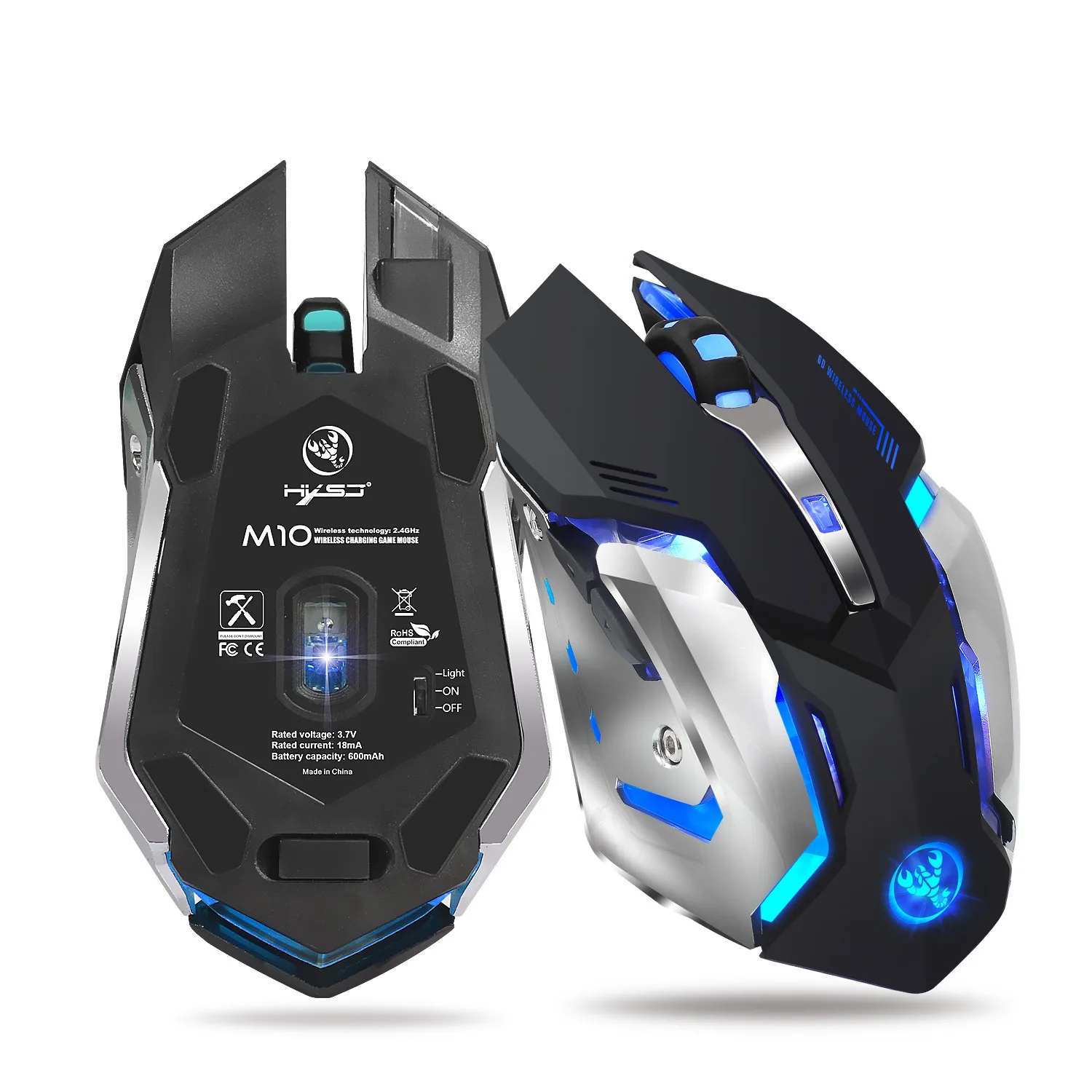 

2.4G backlit RGB gaming mouse USB charging wireless gaming mouse 10 meters transmission distance colorful luminous 2400dpi mouse