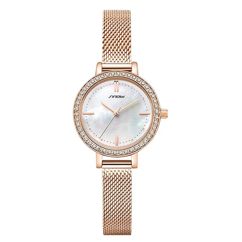 SINOBI Новые женские роскошные брендовые часы простые Кварцевые водонепроницаемые