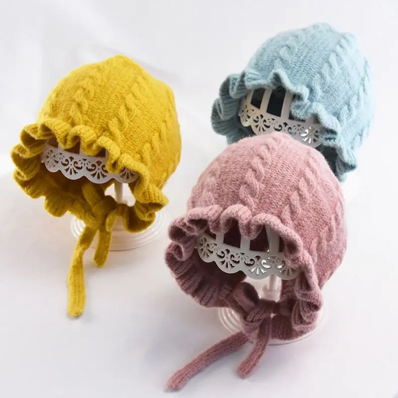 

KLV Princess Baby Girls Knit Winter Warm Hat Bonnet Infant Hats Kids Cap Baby Cap