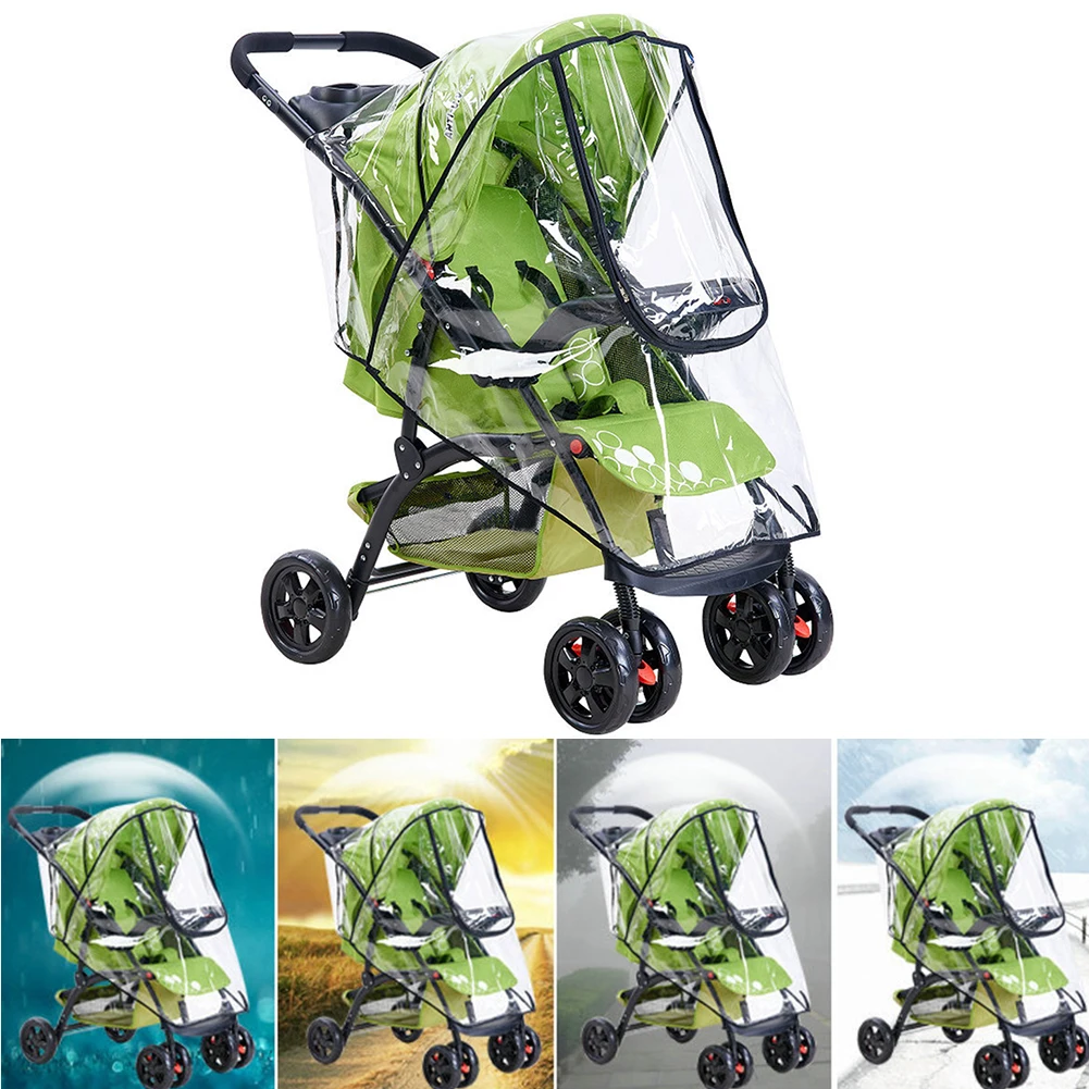 Universal Practical Portable Breathable Baby Stroller Accessories Protective Waterproof Travel Zipper PVC Rain Cover Dust Shield