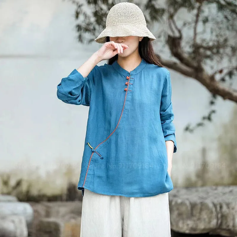 Женские элегантные ретро топы Ципао в традиционном китайском стиле из хлопка и