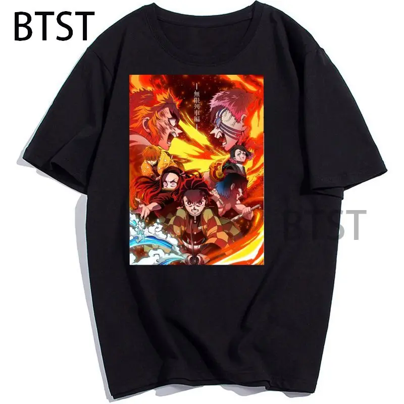 

2021 аниме "детская одежда, короткая футболка с героями из японского аниме «Демон убийца футболка Kimetsu без Yaiba Графические футболки унисекс фу...