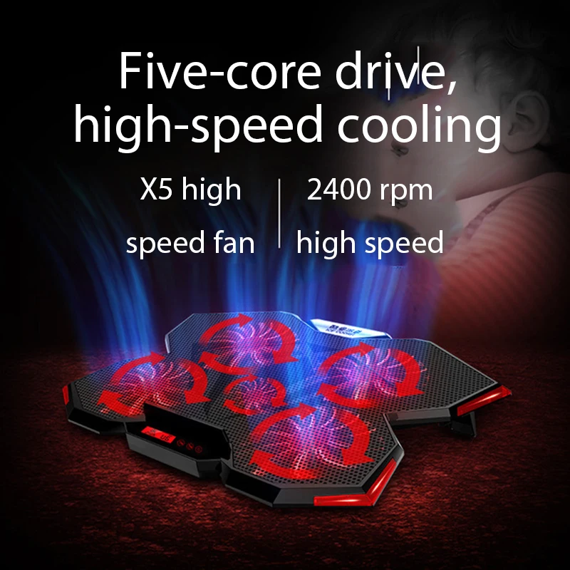 Охлаждающая подставка для ноутбука с 5 вентиляторами регулируемая macbook air/pro 12 13 14