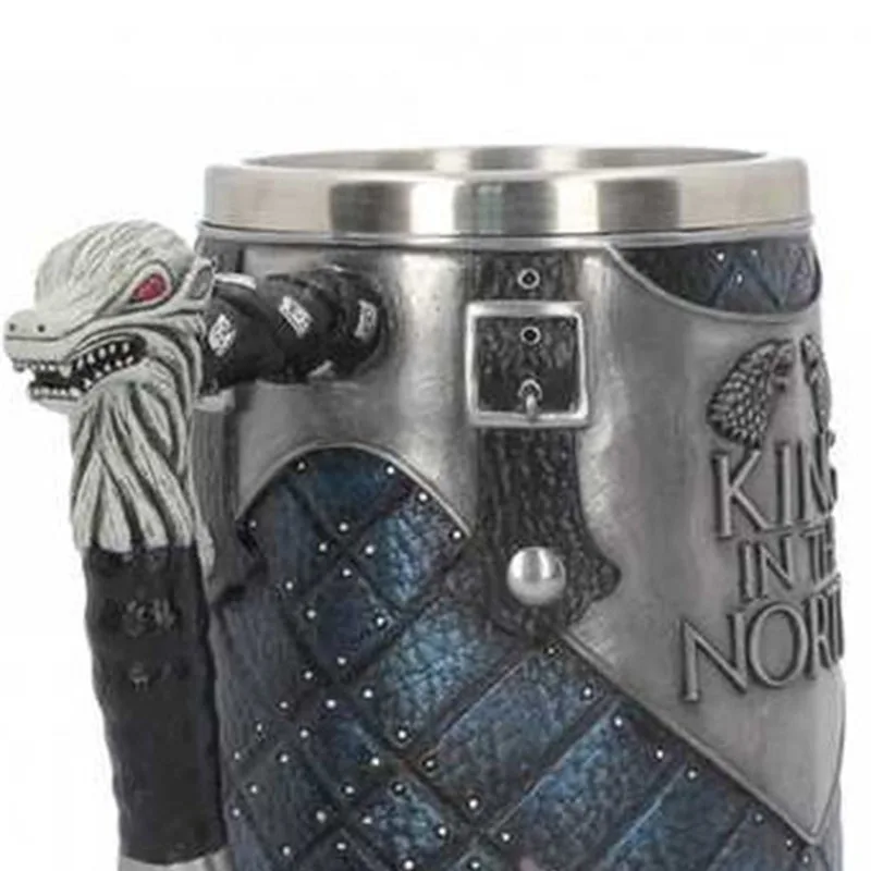 Пивная кружка King In The North кофейная из нержавеющей стали с изображением дракона