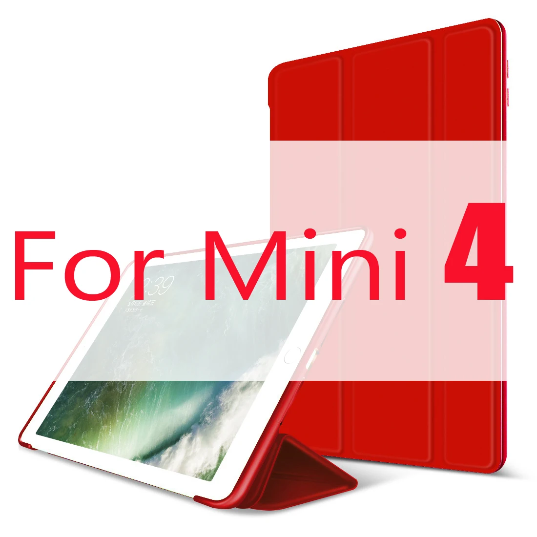 Red For Mini 4 Чехол для iPad Mini 4 3 2 1 чехол из искусственной кожи Силиконовый мягкий чехол для iPad Mini 2 5 чехол Funda - Цвет: Red For Mini 4
