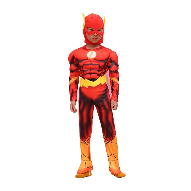 The Flash Muscle Superhero Fancy Dress Kids Fantasy Comics Movie Carnival Party Halloween Cosplay Costumes