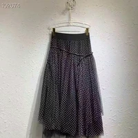 new 2022 spring fashion womens skirt high quality clothing ladies elastic waist polka dot print casual vintage maxi skirts