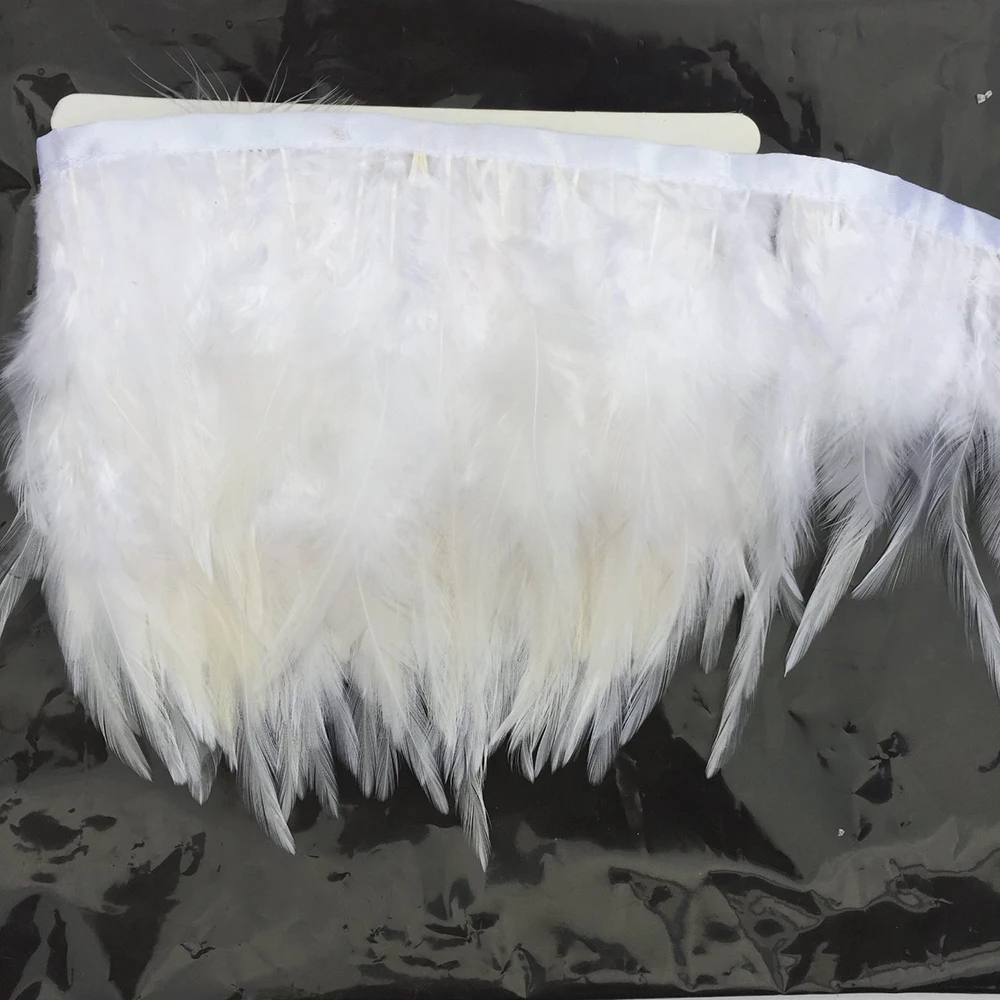 50 см/лот белый цвет Куриные перья отделка Лента с бахромой plume сантехники перьями