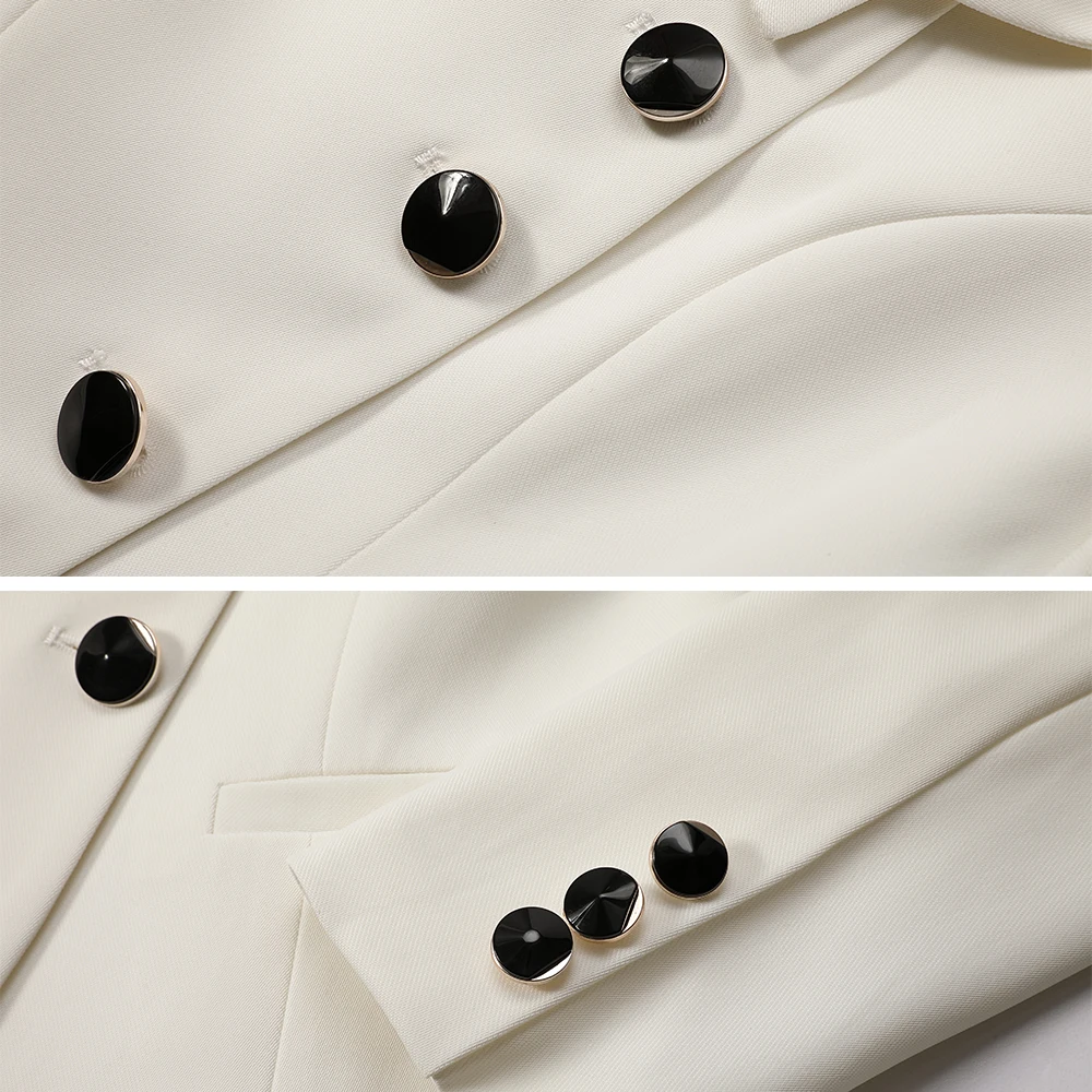 

Women's 2-piece Set Elegant Pants Ladies Pant Suits Turn-Down Collar White Pink Blazer Set With Trousers Hotel Office Work Wear